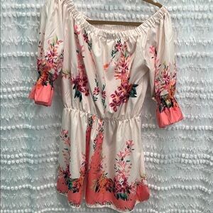 Floral Off-Shoulder Top - Pink and Cream dress